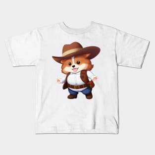 Cute Cowboy Corgi Kids T-Shirt